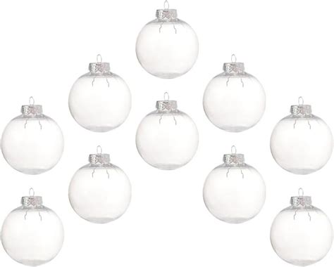 Sewacc 10pcs 8cm Christmas Clear Baubles Clear Plastic Fillable Baubles Christmas Tree Baubles