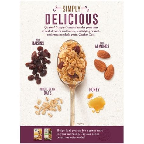 Quaker® Simply Granola Oats Honey Raisins And Almonds Breakfast Cereal 28 Oz Kroger