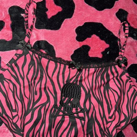 Hot Pink Zebra Print Tank Top Black Bow Depop