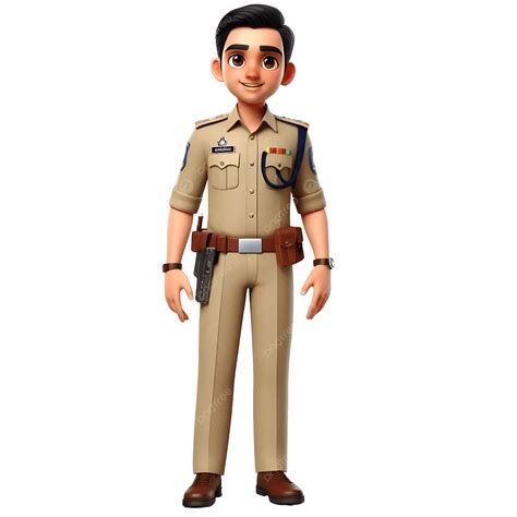 Indian Police Officer In Uniform On Transparent Background, 3d Indian