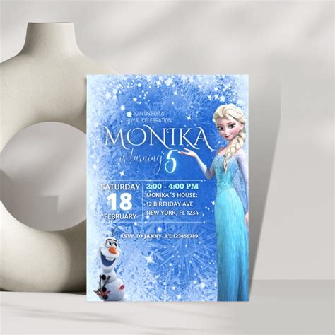 Editable Frozen Birthday Invitation Template Princess Elsa Etsy