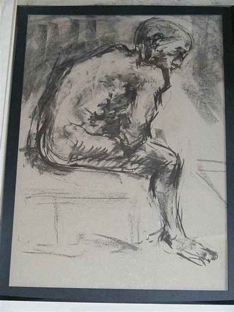 FIGURE LIFE DRAWING Nude Expressive Charcoal Paper Man Sitting