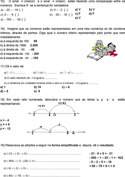Atividades Sobre Numeros Inteiros 7 Ano Tudo Sala De Aula