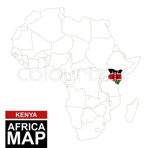 Map of africa with kenya highlighted