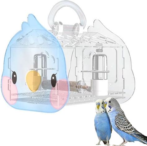 Small Bird Parrot Travel Cage Carrier Transparent Parakeet