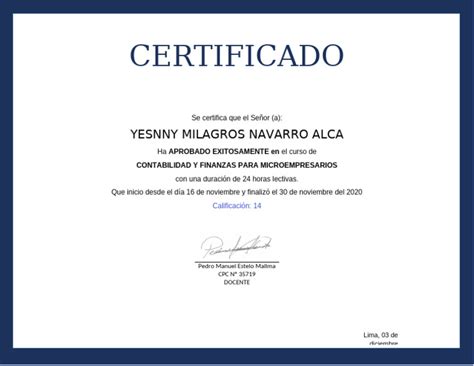 Certificado NAVARRO | PDF
