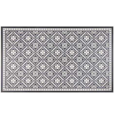 Tapis En Vinyle Motifs Graphiques Noirs Et Gris 50x80 BENITO Maisons