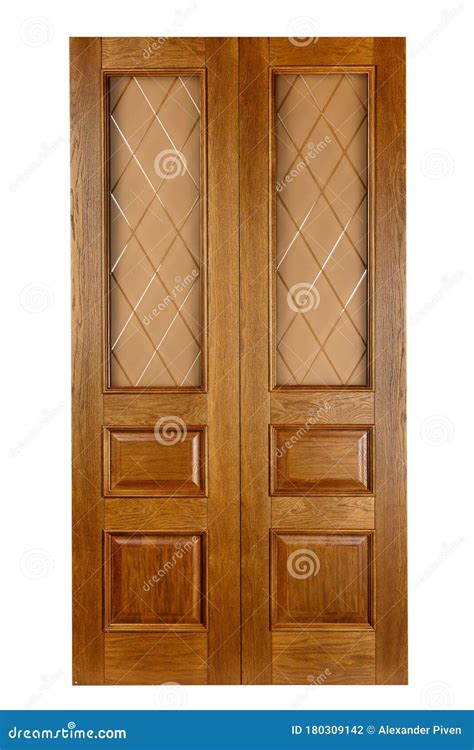 Puertas Dobles De Madera Aisladas En Blanco Imagen Frontal De Una