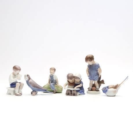 DANSKA FIGURINER SEX ST Porslin Royal Copenhagen samt Bing Gröndahl Keramik Porslin