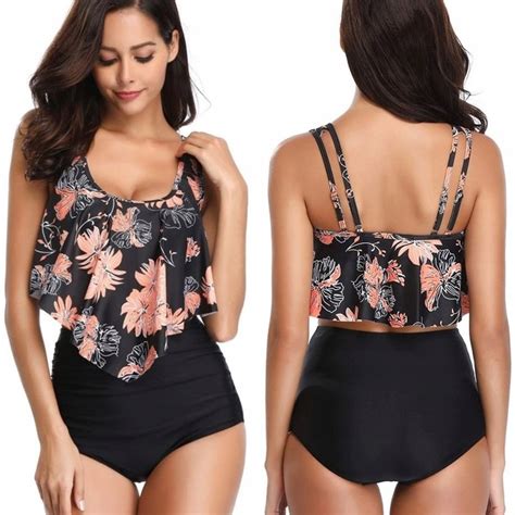 STRÓJ KĄPIELOWY BIKINI WKŁADKI BOHO WYSOKI STAN MAJTEK WYSZCZUPLAJĄCY XXL 5903624796470