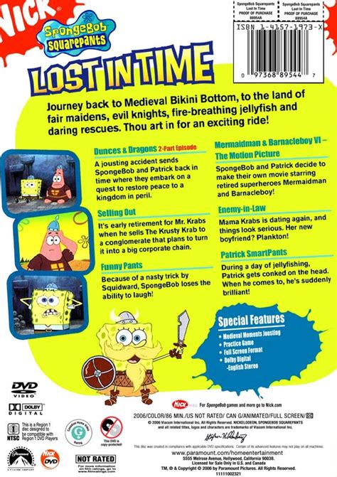 Spongebob Squarepants Lost In Time Included Game 2006 Dvd Player