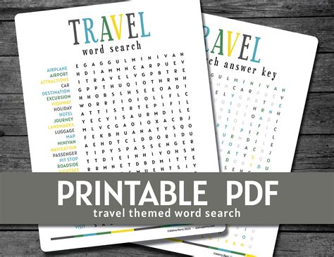 Travel Word Search - Printable - Etsy