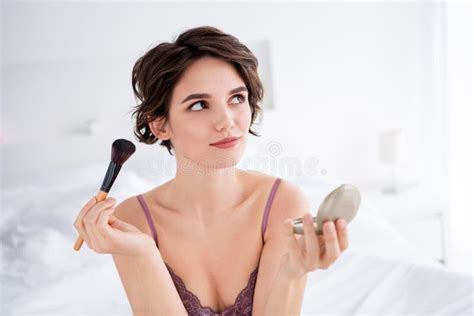 Pretty Nude Blonde Woman In Bathroom Play With Shower Stock Image Image Of Indoors Attractive