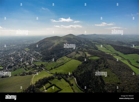 An Aerial View Of The Malvern Hills On A Bright Sunny Day In