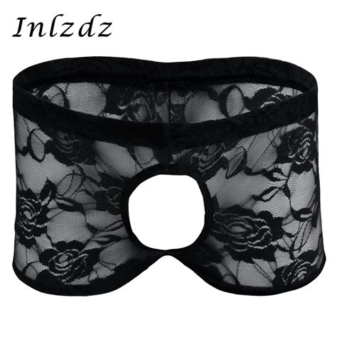 Calcinha Sissy Renda Pura Lingerie Masculina Buraco P Nis Transparente Baixa Ntima Para