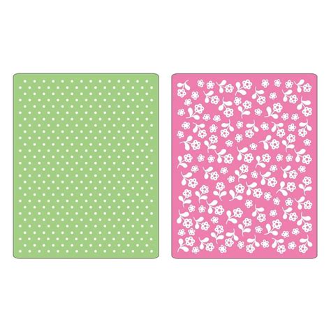 Sizzix Textured Impressions Embossing Folders 2pk Dots And Flowers