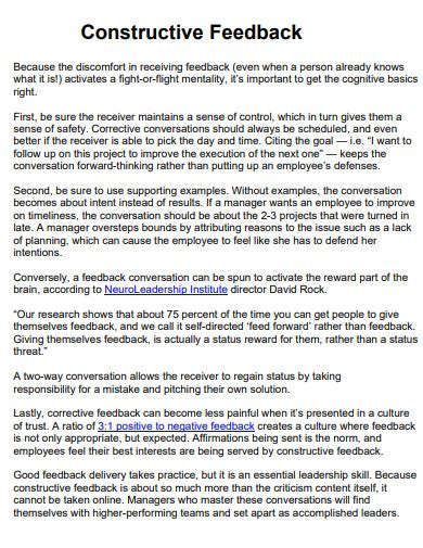 Constructive Feedback - 30+ Examples, How to Write, Format, PDF