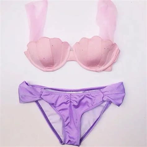 Sexy Beach Women Mermaid Tail Costume Adult Shell Swimming Swimsuit Swimwear Bikini Soft Two