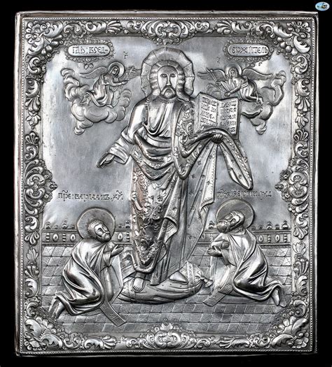 Старинная 1883 русская религиозная икона Иисус Христос Пантократор ...