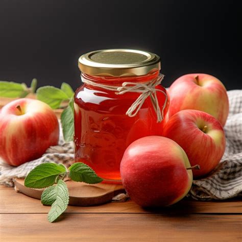 Premium Photo Culinary Delight Small Glass Jar With Apple Jam Fresh