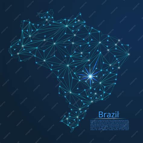 Premium Vector | Brazil communication network map Vector low poly image