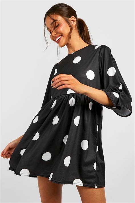 Polka Dot Smock Dress Boohoo Uk