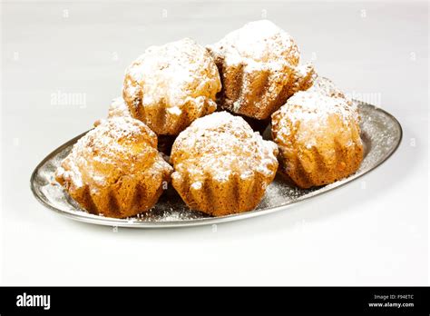 Muffins With Shugar On White Background Stock Photo Alamy