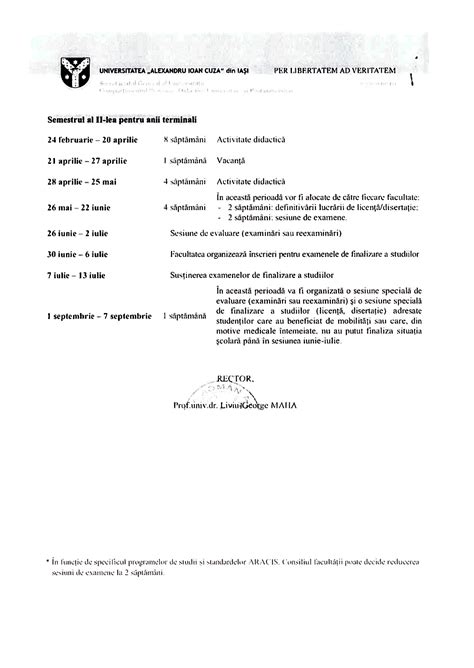 C Nd Ncepe Anul Universitar Structura I Calendarul Anului