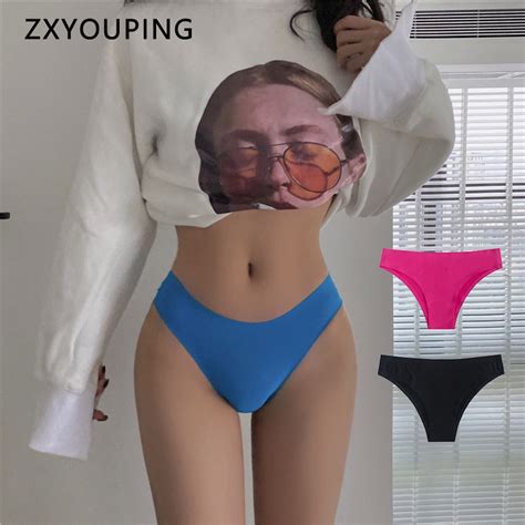 Ice Silk Panties Women Seamless Panty Solid Color Soft Sexy Lingerie Good Quality Half Breech