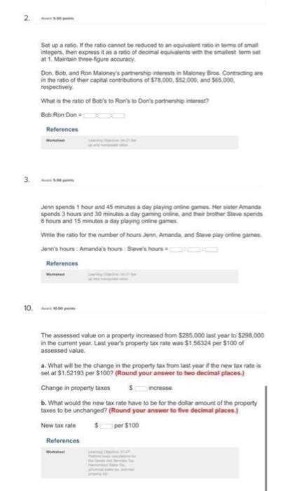 Solved Set up a ratio. It the ratio cannot be reduced to an | Chegg.com