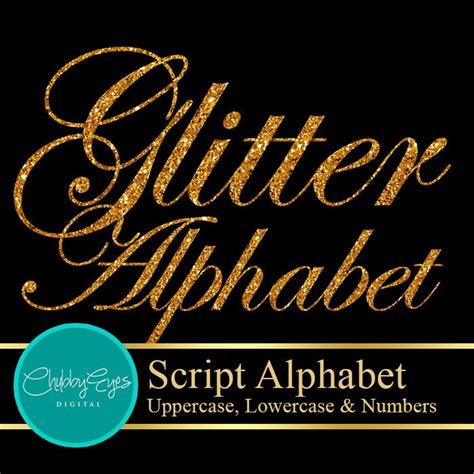 Gold Glitter Alphabet Numbers And Punctuation Clip Art Digital