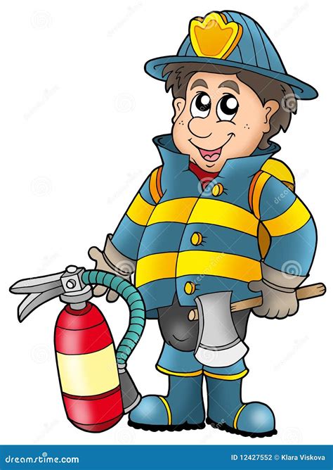 Fireman Holding Fire Extinguisher Stock Illustration Illustration Of