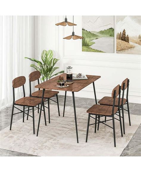 Costway 5 Piece Dining Table Set For 4 Modern Kitchen Dining Room