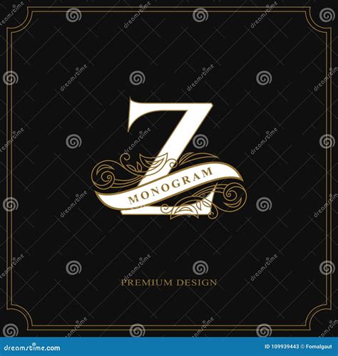 Elegant Letter Z Calligraphic Beautiful Logo With Tape For Labels Graceful Style Stock Vector