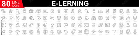 E-learning icon set. Online education icon set. Thin line icons set ...