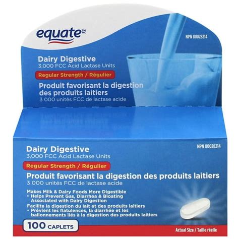 Equate Dairy Digestive 100 Caplets 3000 Fcc Acid Lactase Units