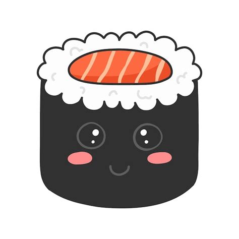 Sushi Im Kawaii Stil S Es Japanisches Sushi Mit Einem L Cheln Vektor