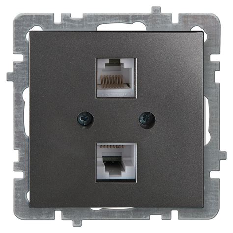 Nilson Антрацит Розетка компьютерная двойная 2 x RJ45 - CAT 5 без рамки