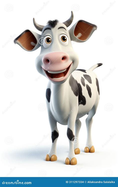 Whimsical 3d Cartoon Cow Character Isolated on White Background for a ...