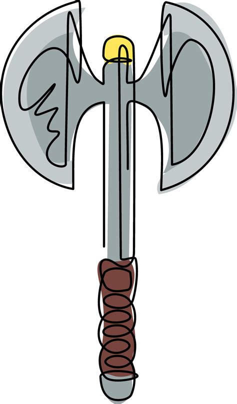Single One Line Drawing Broad Axe Medieval Axe Battle Axe