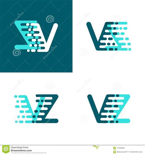 VZ Letters Logo With Accent Speed Green And Blue Stock Vector