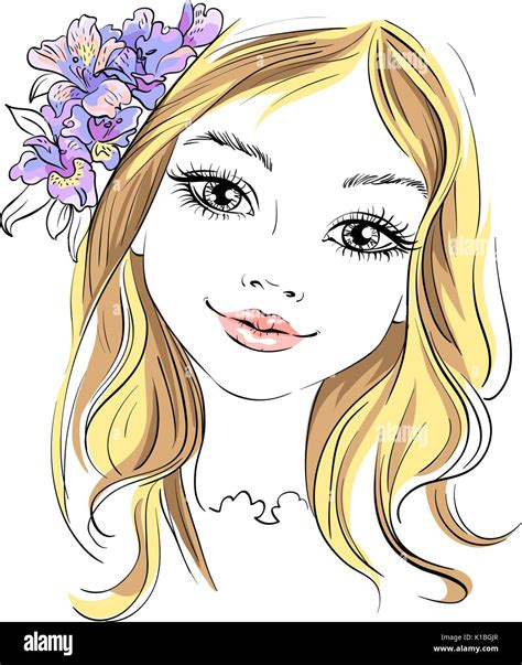 Fille Blonde Cheveux Long Ado Banque D Images Vectorielles Alamy