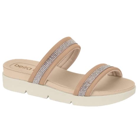 Sand Lia Rasteira Feminina Beira Rio Anat Mico Flatform Brilho Ortop Dico Nude