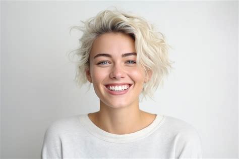 Premium Ai Image A Woman With Blonde Hair Smiles At The Camera