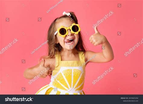 Portrait Silly Little Girl On Pink Stock Photo 2070925292 Shutterstock