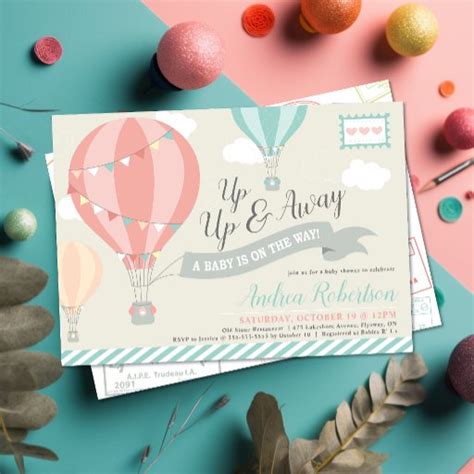 Hot Air Balloon Up Away Diaper Raffle Ticket Enclosure Card Zazzle