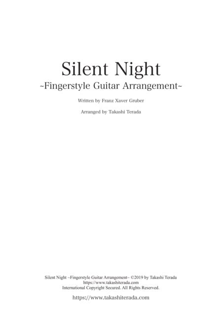 Silent Night ~fingerstyle Guitar Arrangement~ By Franz Xaver Gruber