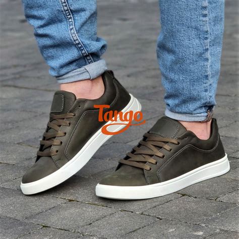 Кеди чоловічі хакі 40р 26,5 см шкіряні літні кросівки код 3099 ...