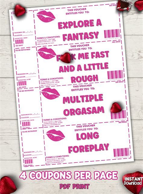 Naughty Love Coupons For Her Printable Sex Vouchers For Girlfriend Or Wife Gift For Her