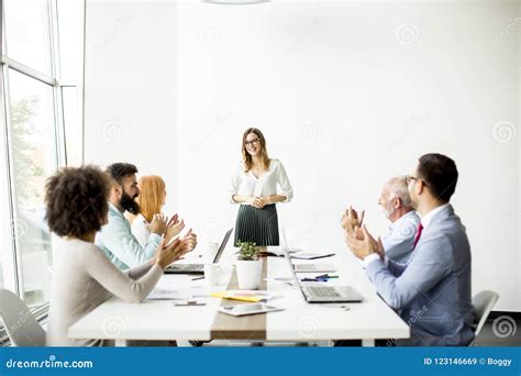 Joyful Multiracial Business Team At Work In Modern Office Stock Image